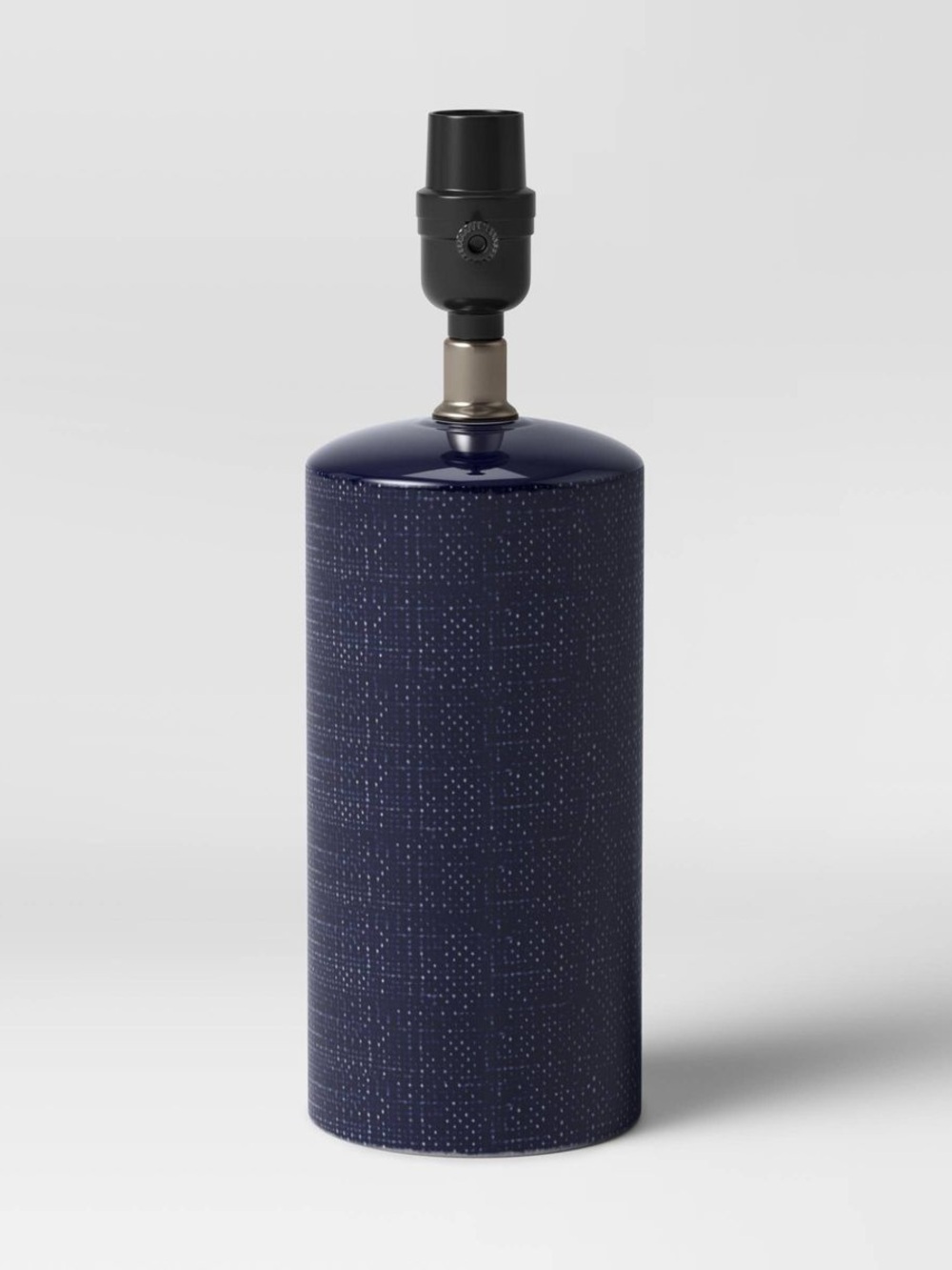 Linen Textured Ceramic Small Lamp Base Dark Blue - Threshold™: Cylindrical, No A